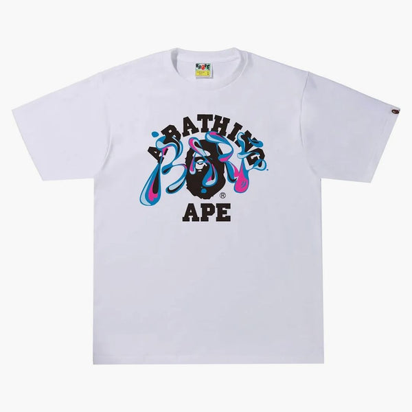 Bape Marble Camo Liquid College Tee White