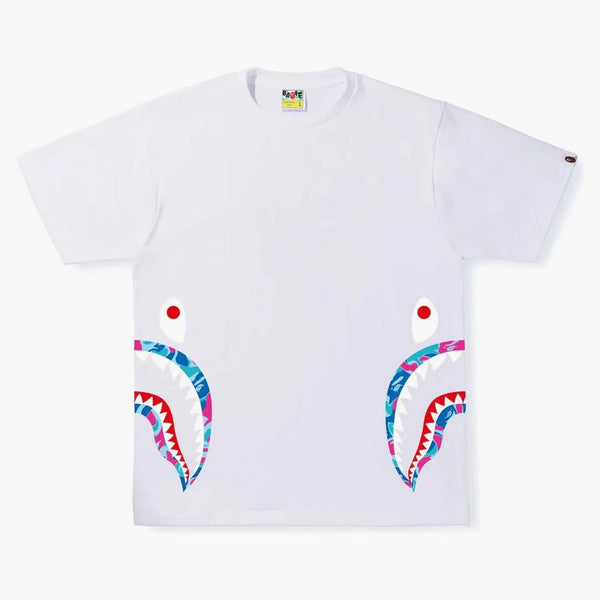 Bape Marble Camo Side Shark Tee White