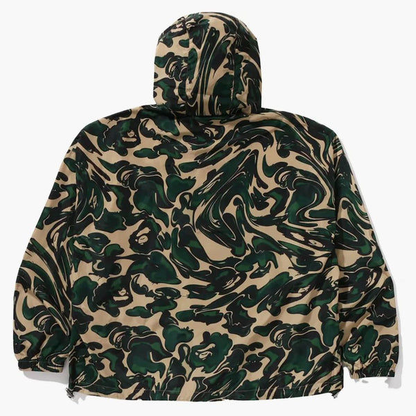 Bape Marbling Camo Bathing Ape Logo Nylon Hooded Jacket Green