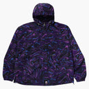 Bape Marbling Camo Bathing Ape Logo Nylon Hooded Jacket Purple