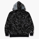 Bape Marbling Camo Shark Relaxed Fit Full Zip Hoodie Black