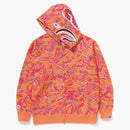 Bape Marbling Camo Shark Relaxed Fit Full Zip Hoodie Orange