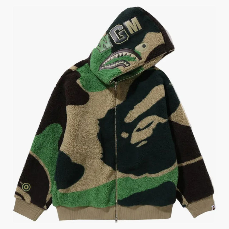 Bape mega ABC camo Shark Boa Hoodie Bunda Green