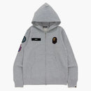 Bape vojenská záplata těžká váha zipu mikina šedá