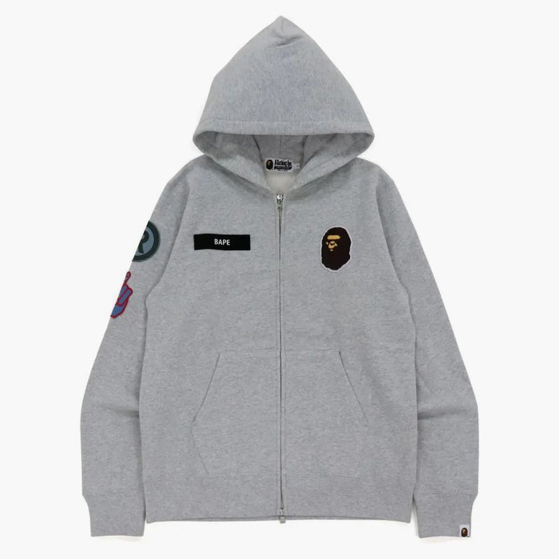Bape vojenská záplata těžká váha zipu mikina šedá