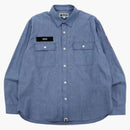 Bape Military Patch Relaxed Fit Chambray Shirt Light Indigo