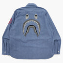 Bape Military Patch Relaxed Fit Chambray Shirt Light Indigo