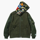 Bape Military Shark Relaxed Fit Full Zip Hoodie Olivedrab