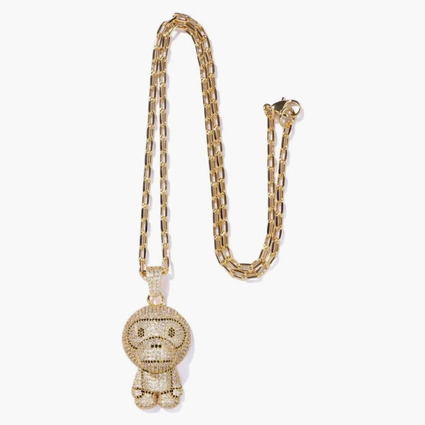 Bape Milo Crystal Stone Necklace (fw22) Gold