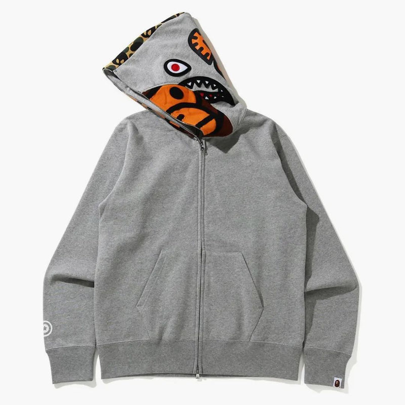 Bape Milo Shark Full Zip Hoodie Gray