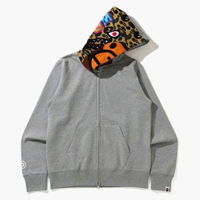 Bape Milo Shark Full Zip Hoodie Gray
