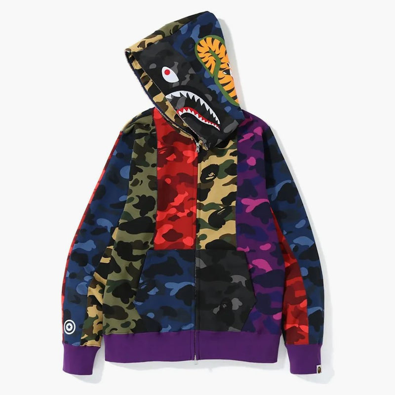 Bape Mix Camo Crazy Shark Full Zip Hoodie Multi
