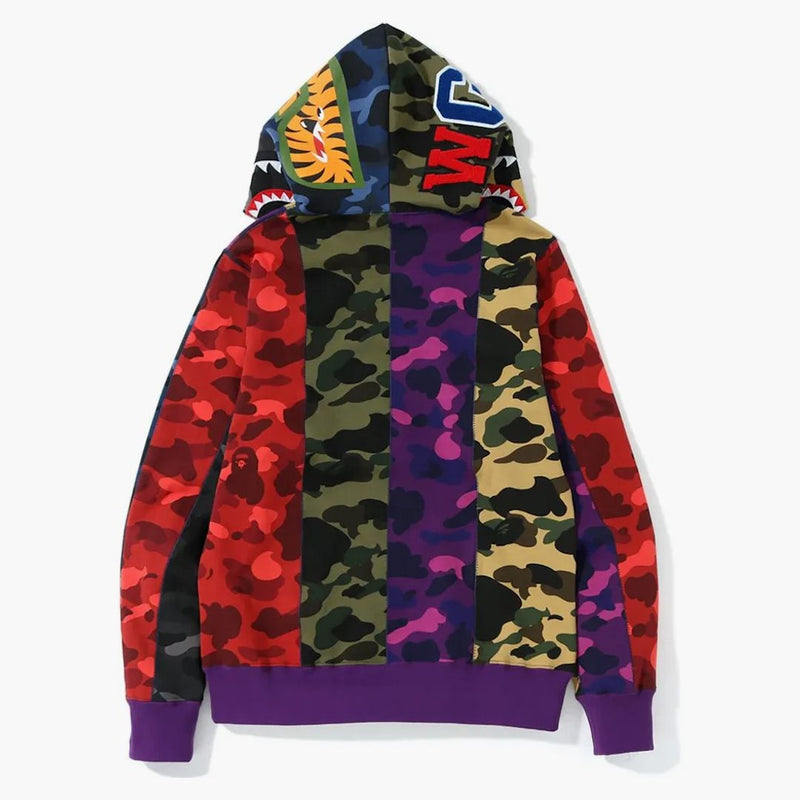 Bape Mix Camo Crazy Shark Full Zip Hoodie Multi