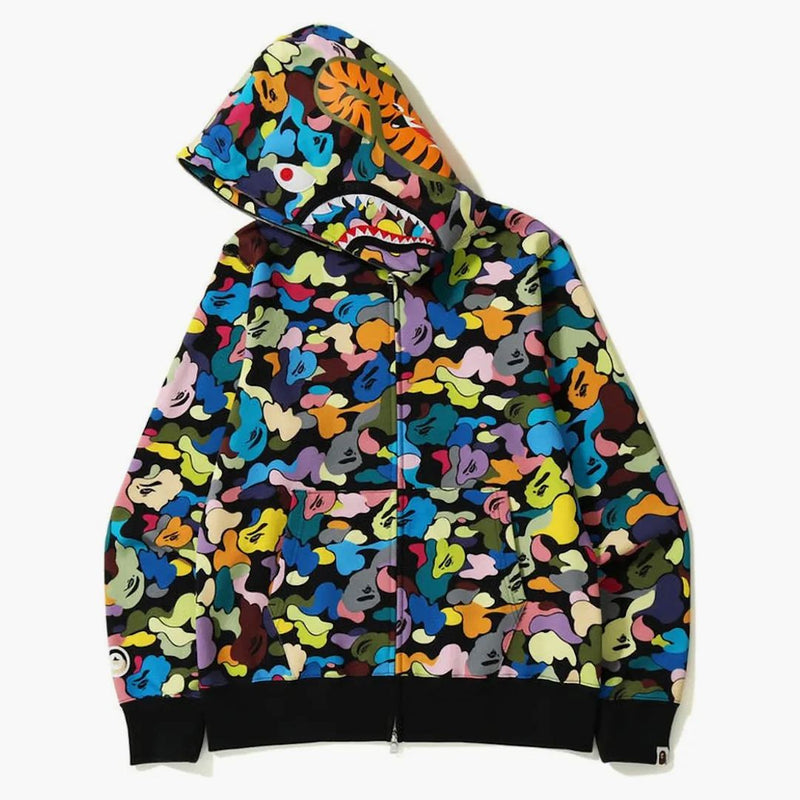 Bape Multi Camo Shark Full Zip Hoodie (SS23) Black