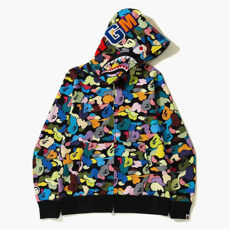 Bape Multi Camo Shark Full Zip Hoodie (SS23) Black