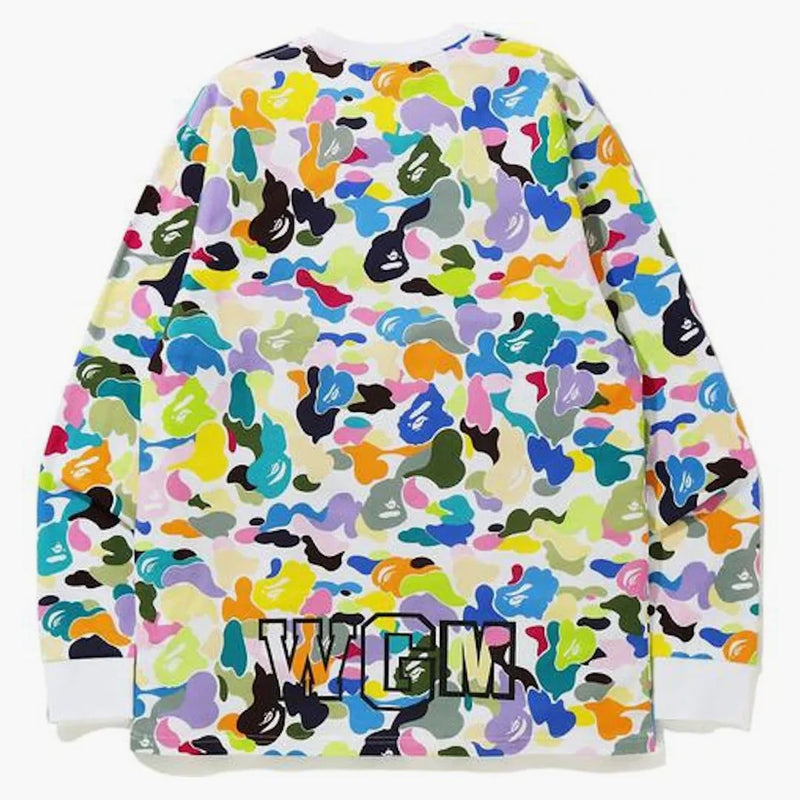 Bape Multi Camo Shark L/S TEE White