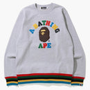 Bape Multi Color Letters College Line Rib Crewneck Grey