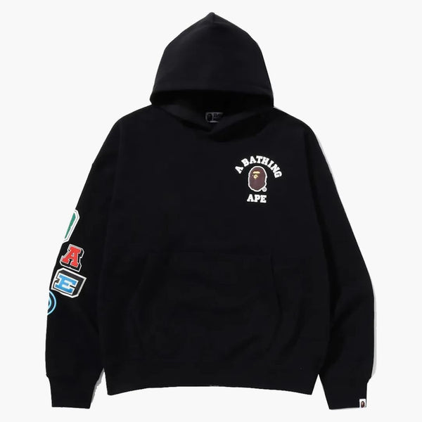 Bape Multi Fonts Loose Fit Pullover Hoodie Black