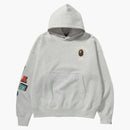 Bape Multi Fonts Loose Fit Pullover Hoodie Gray