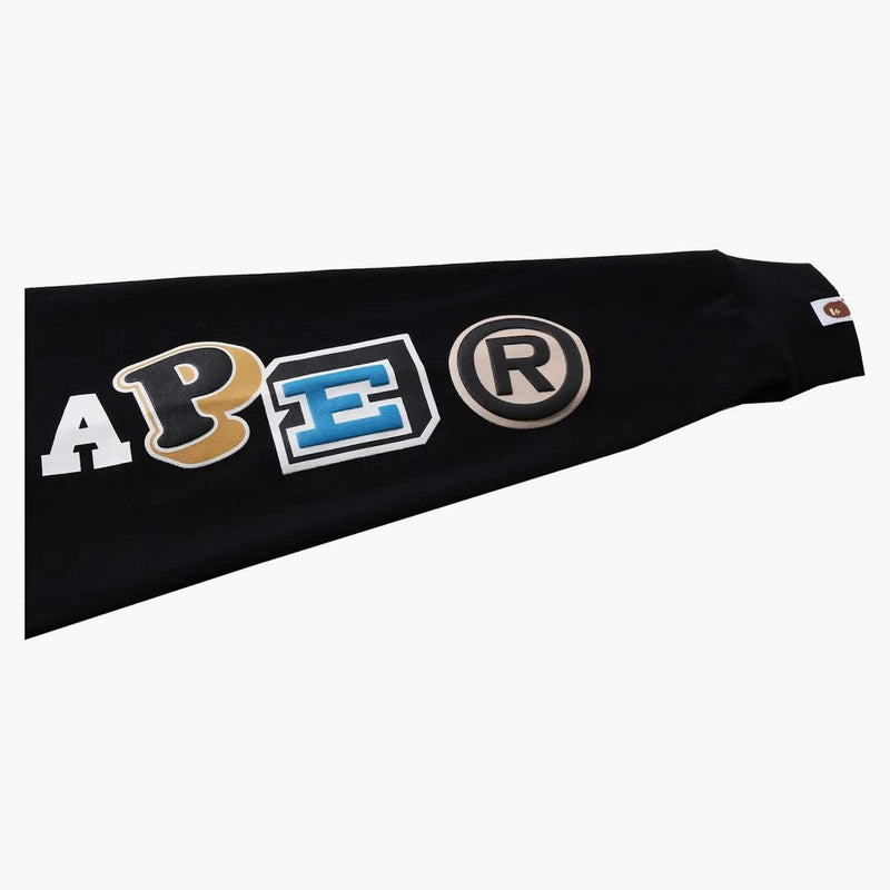 BAPE MULTI FONTS RICONCATO FIT PESANTI PESANTE L/S TEA NERO