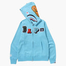 Bape Multi Fonts Shark Full Zip Hoodie Sax