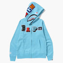Bape Multi Fonts Shark Full Zip Hoodie Sax