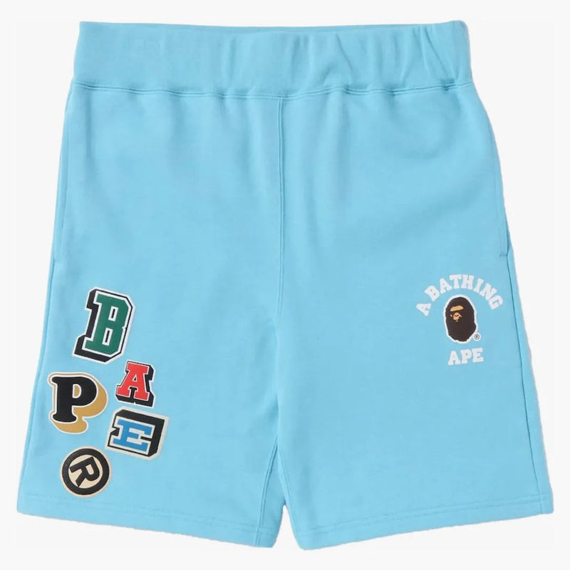 Bape Multi Fonts Sweat Shorts Sax