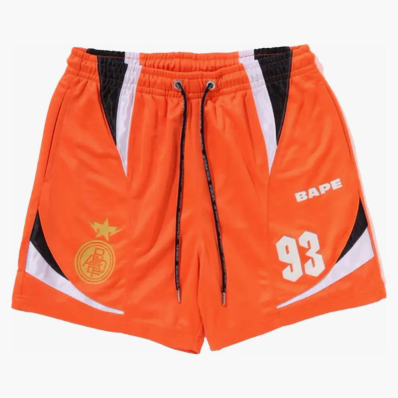 Bape Multi Logo Relaxed Fit Soccer Shorts Orange
