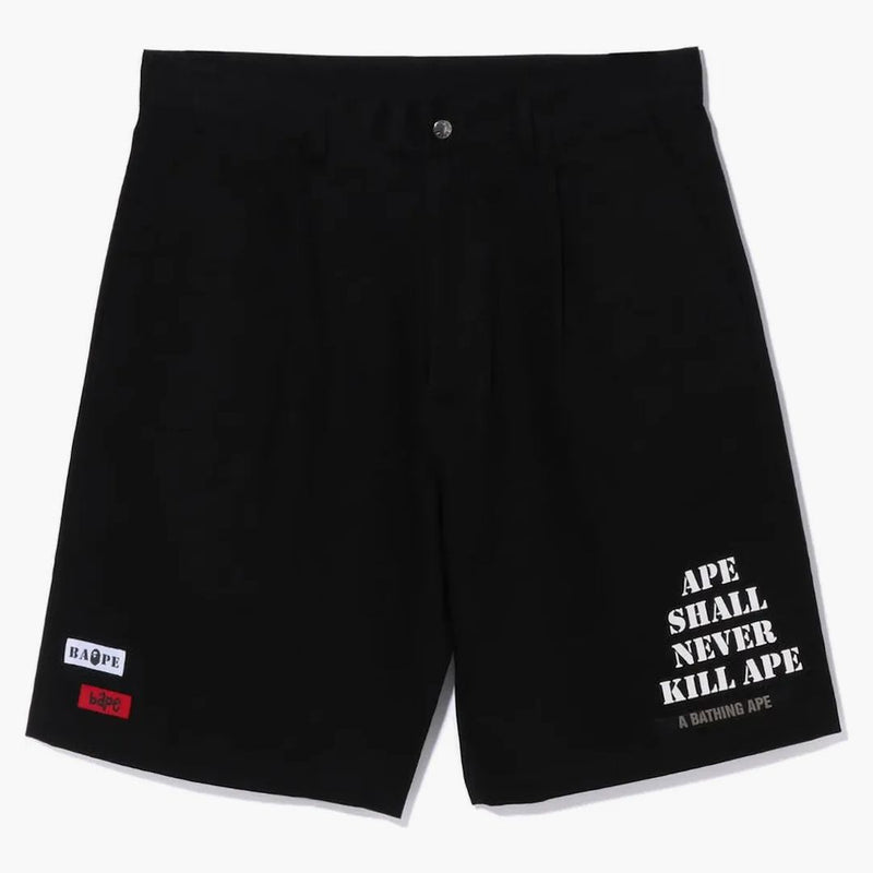 Bape Multi Motif Leather Pocket Chino Shorts Black