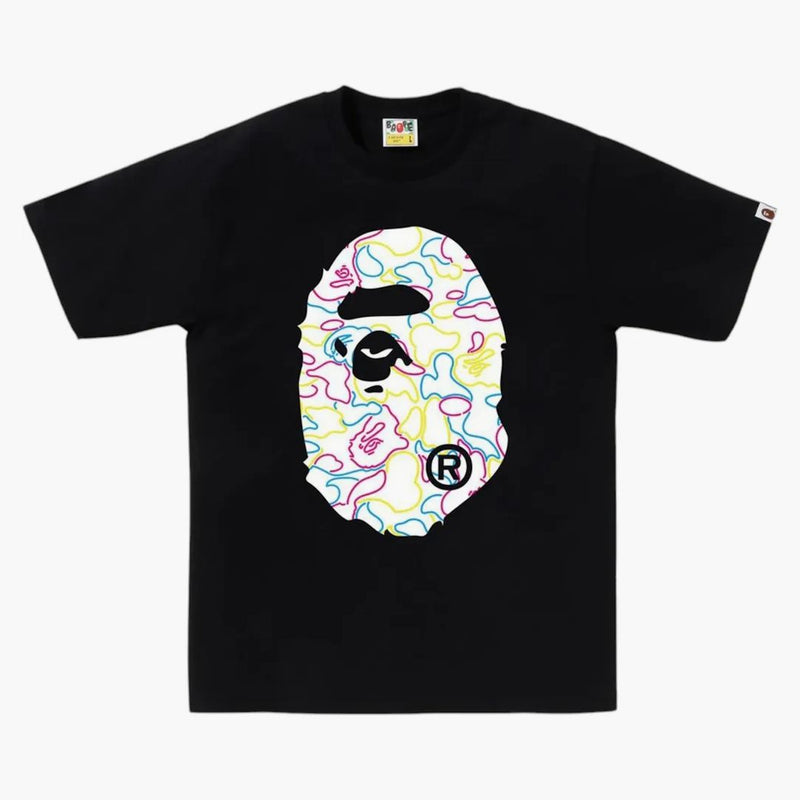 Bape Neon Camo Big Ape Head Tee Black
