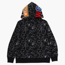 Bape Neon Camo Shark Full Zip Hoodie Black