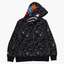Bape Neon Camo Shark Full Zip Hoodie Black