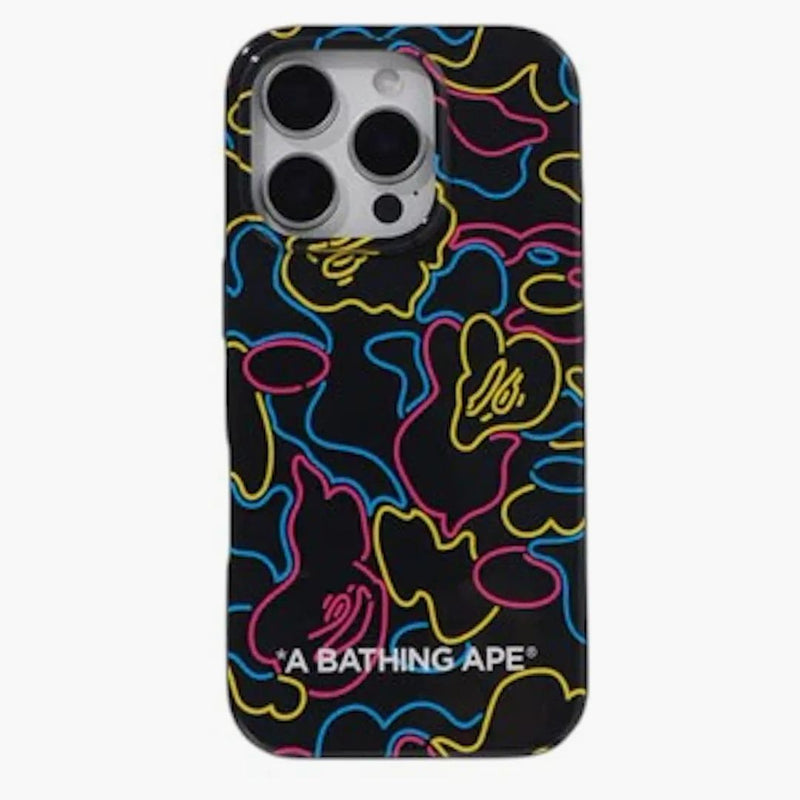 BAPE Neon Camo iPhone 16 Pro Case negro