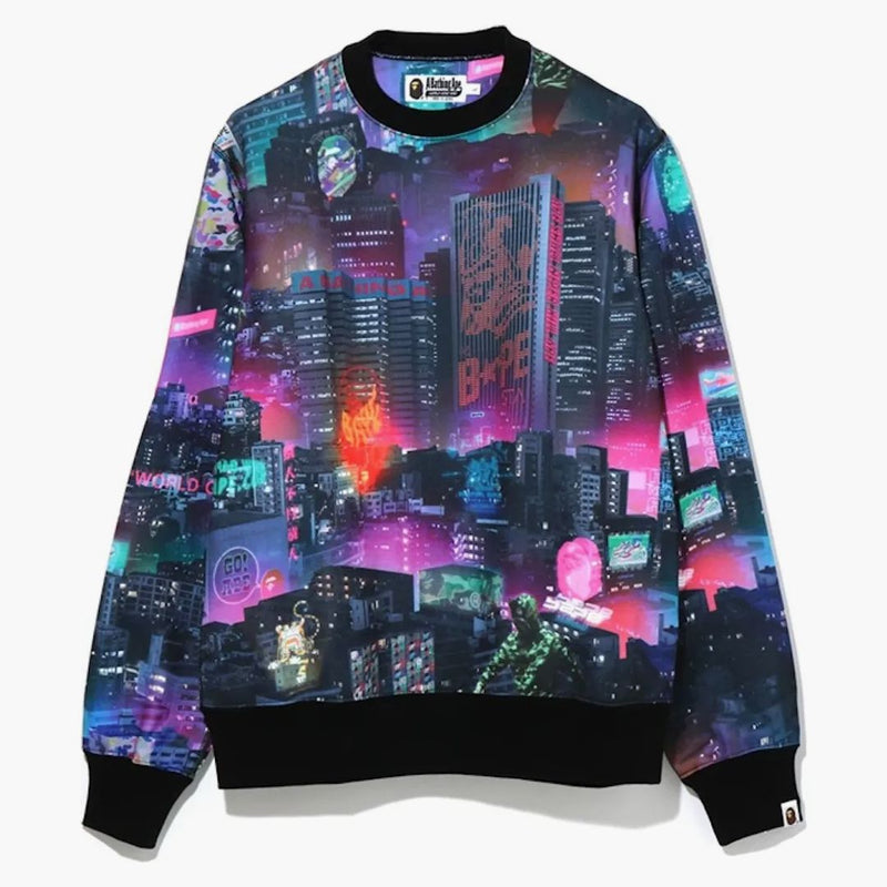 Bape Neon Tokio Crewneck Black