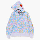 Bape New Multi Camo 2nd Shark Full Zip Hoodie White