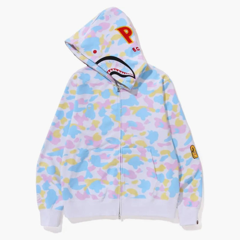 BAPE NOVÝ MULTI CAMO 2. Shark Full Zip Hoodie White