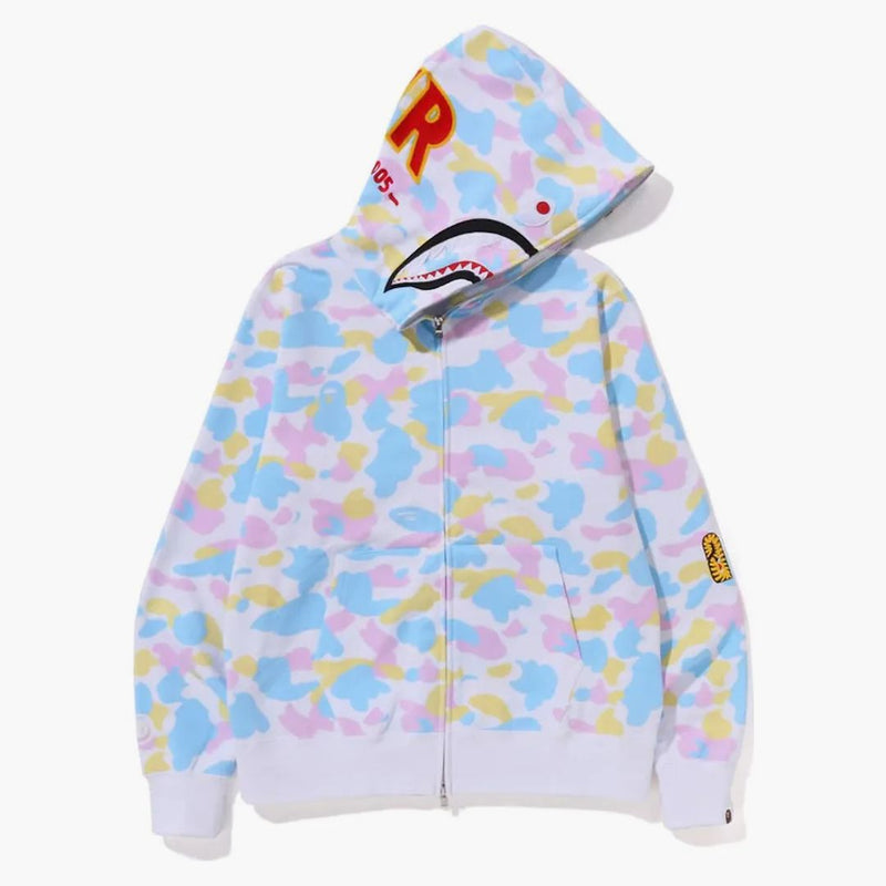 BAPE NOVÝ MULTI CAMO 2. Shark Full Zip Hoodie White