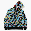 BAPE NOVÝ MULTI CAMO SHARK RELAKED PLUPNÍ ZIP Hoodie Black