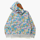 Bape New Multi Camo Shark Relaxed Full Zip Hoodie White