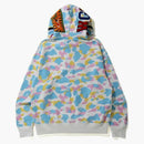 Bape New Multi Camo Shark Relaxed Full Zip Hoodie White