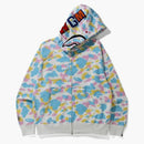 Bape New Multi Camo Shark Relaxed Full Zip Hoodie White