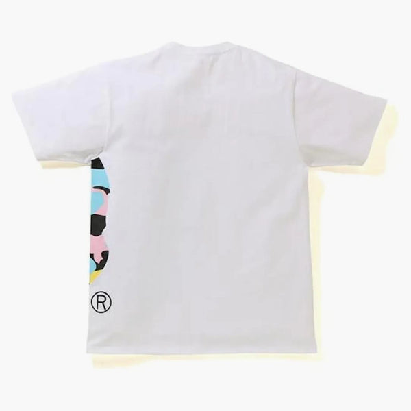 BAPE NOVÝ MULTI CAMO SIDE BIDE BIGE APE HEAD TEE WHITE
