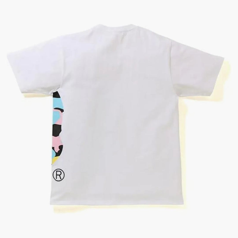 BAPE NOVÝ MULTI CAMO SIDE BIDE BIGE APE HEAD TEE WHITE