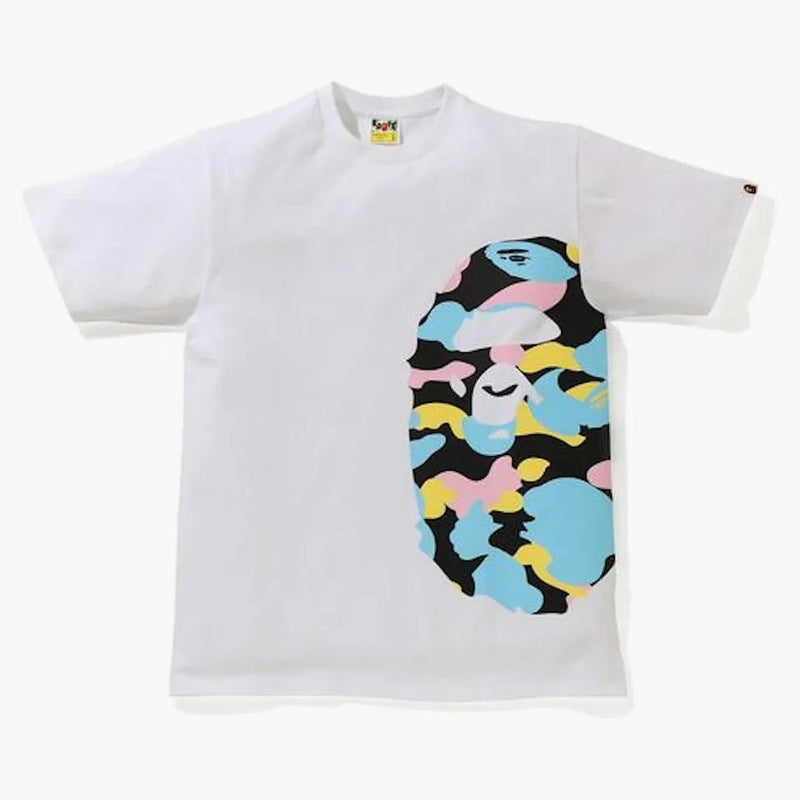 BAPE NOVÝ MULTI CAMO SIDE BIDE BIGE APE HEAD TEE WHITE