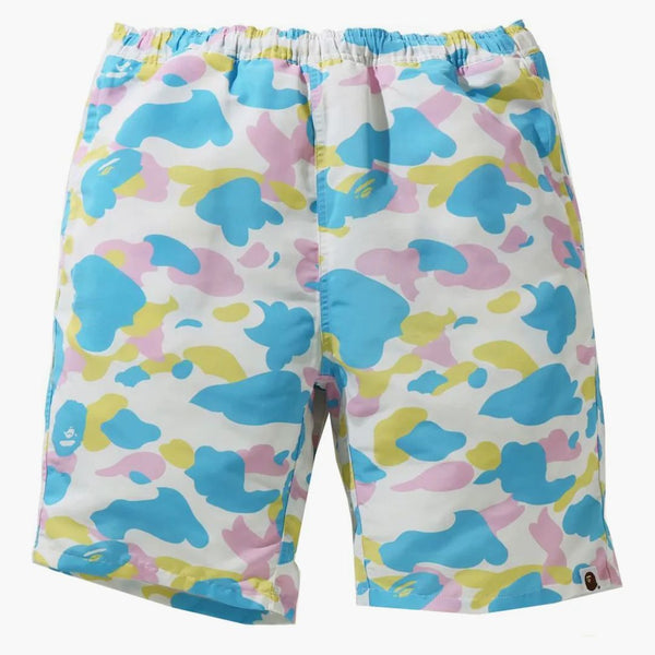 Bape New Multi Camo Track Shorts White