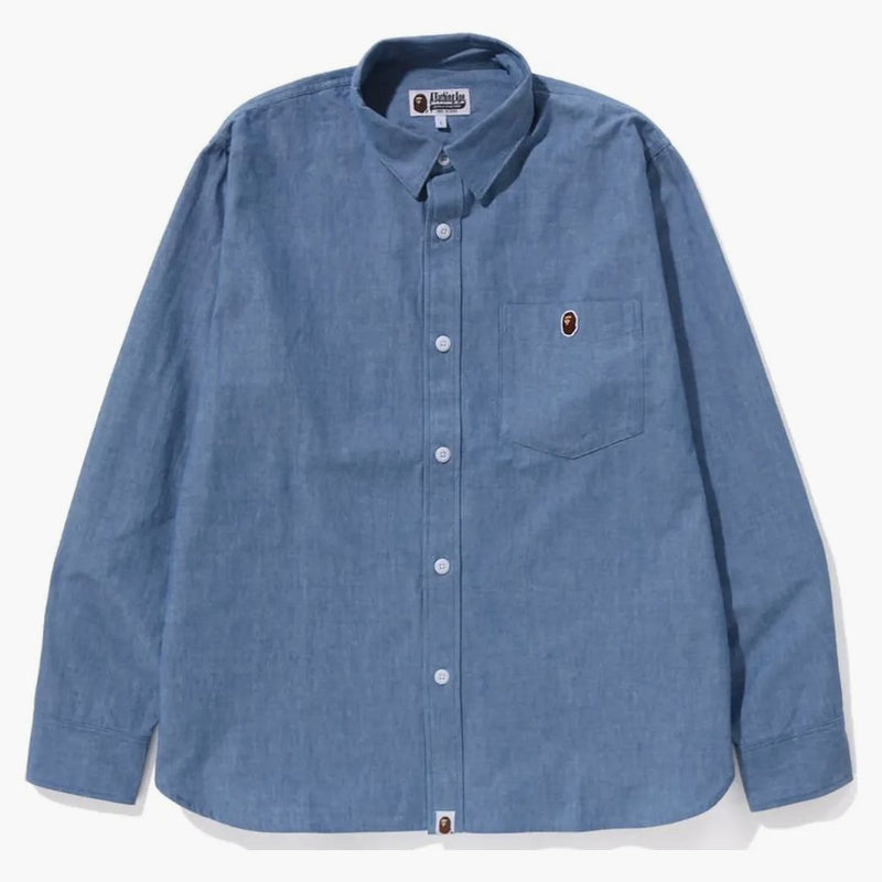 Bape One Point Relaxed Fit Chambray Shirt Shirt Indigo