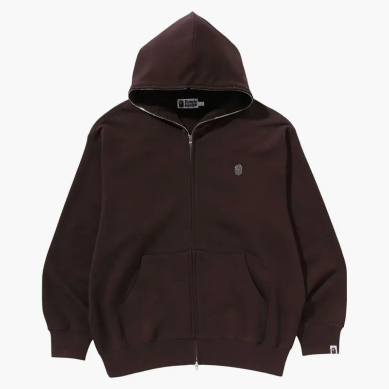 Bape jeden bod uvolněný fit zip mikina hnědá