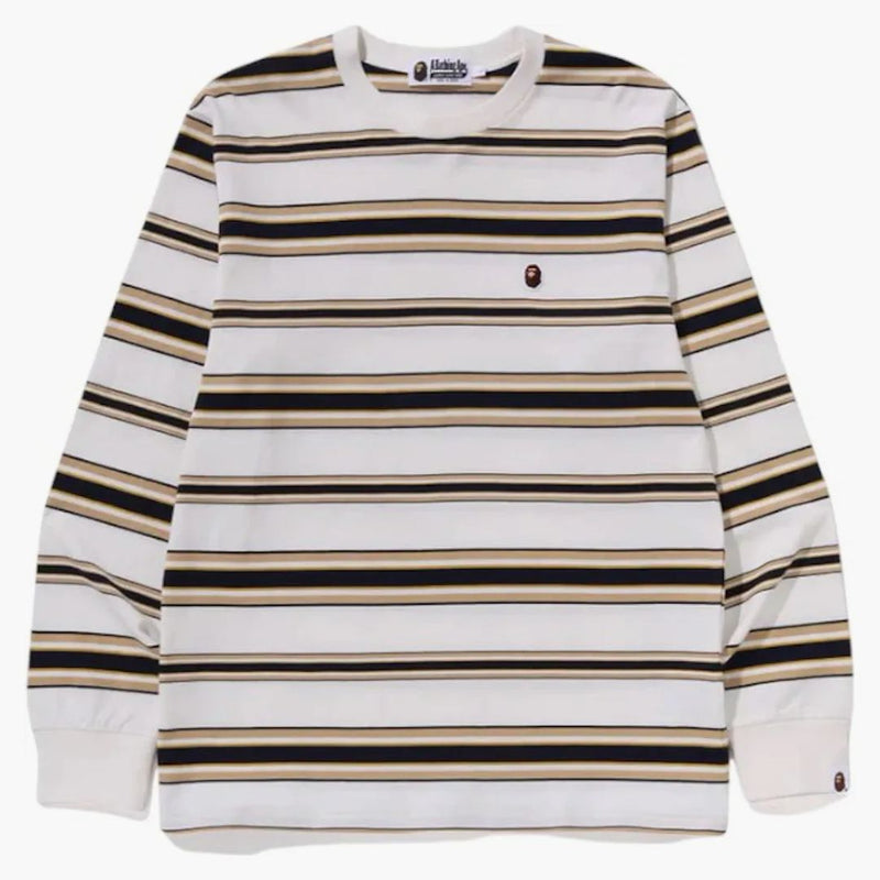 Bape One Point Stripe L/S Tee White