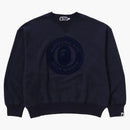 Bape Over Dye Busy Works Relaxed Fit Crewneck Sweatshirt Navy