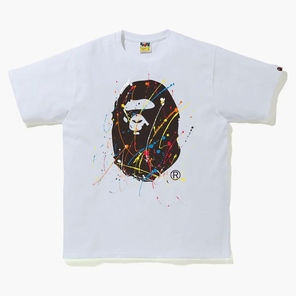 BAPE PERCHITÀ SPLATTER APE TEE TEE BIANCO